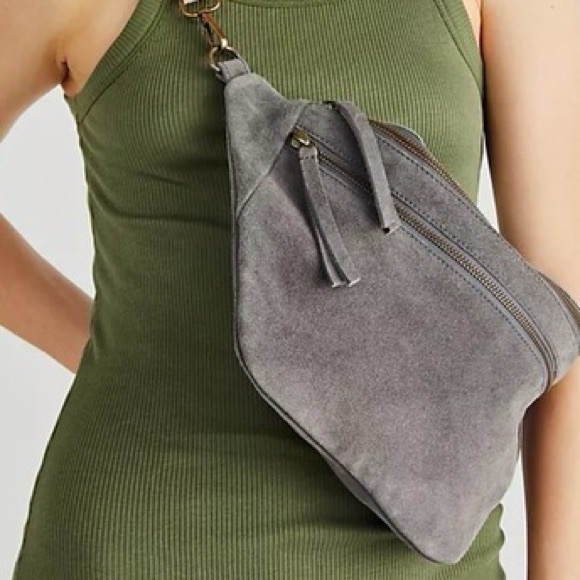 Free People Handbags - Free People-Canyon Suede Sling crossbody bag In Varsity Washed Indigo NEW